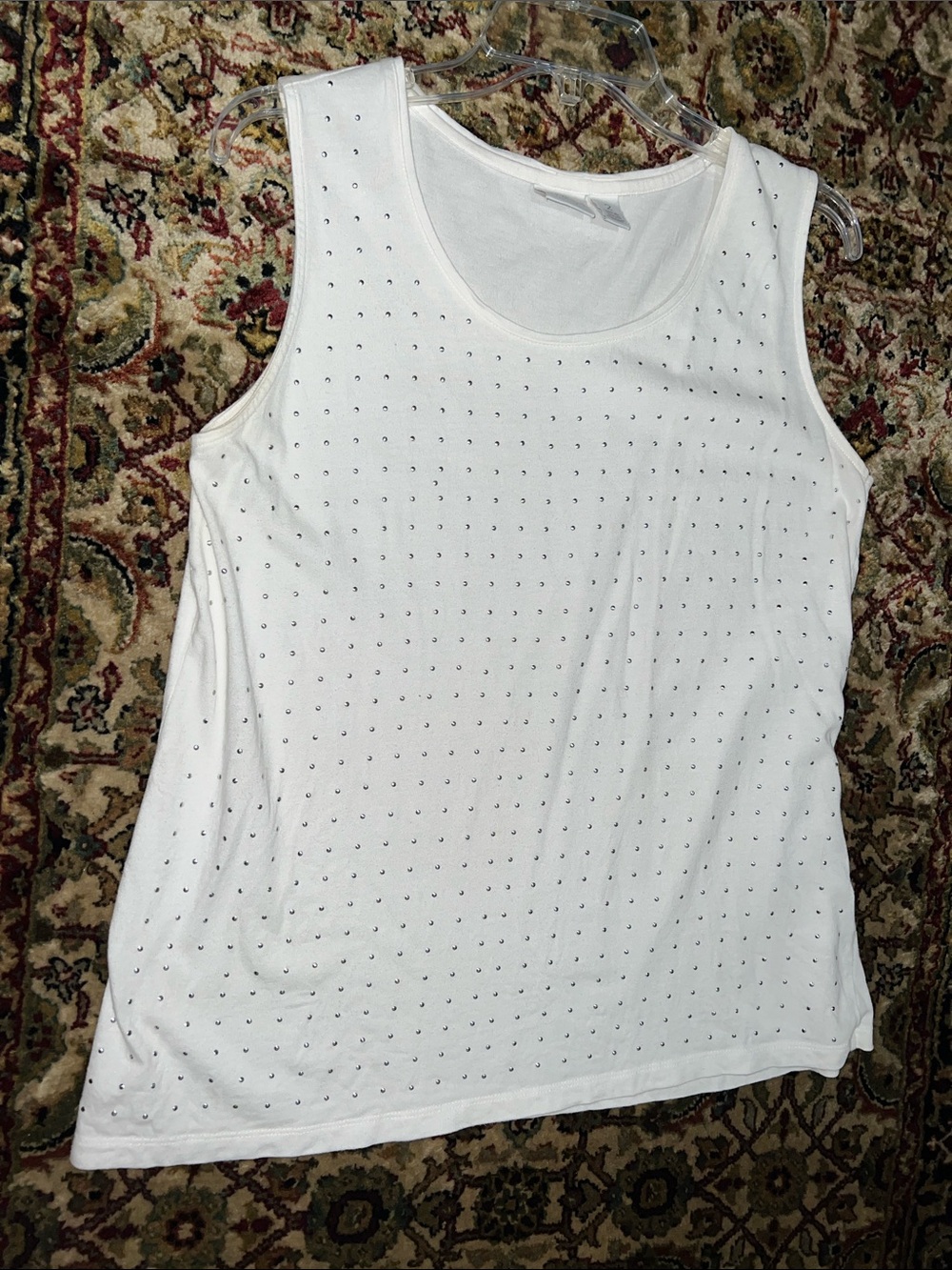 Chico's White Studded Scoop Neck Tank Size 12 Chico’s Size 2